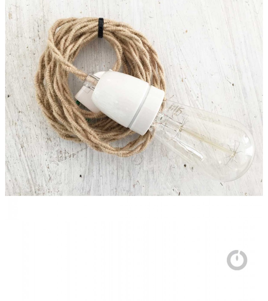 Baladeuse cable textile tresse en lin et douille porcelaine Baladeuse cable textile tresse en lin et douille porcelaine