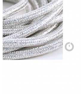 Baladeuse cable textile lamé argent et douille porcelaine