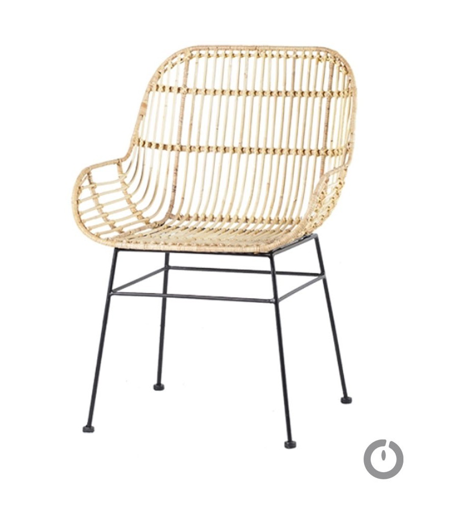 Chaise métal Rotin Naturel accoudoirs "Amante" Chaise métal Rotin Naturel accoudoirs "Amante"