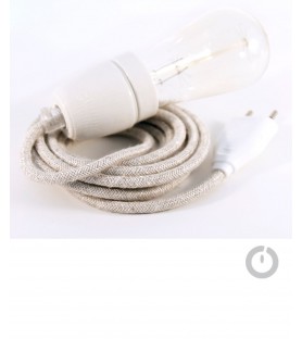 Baladeuse cable textile lin naturel et douille porcelaine