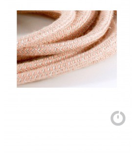 Baladeuse cable textile lin rose et douille porcelaine