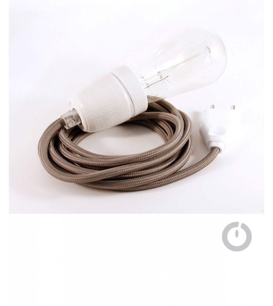 Baladeuse cable textile gris et douille porcelaine Baladeuse cable textile gris et douille porcelaine