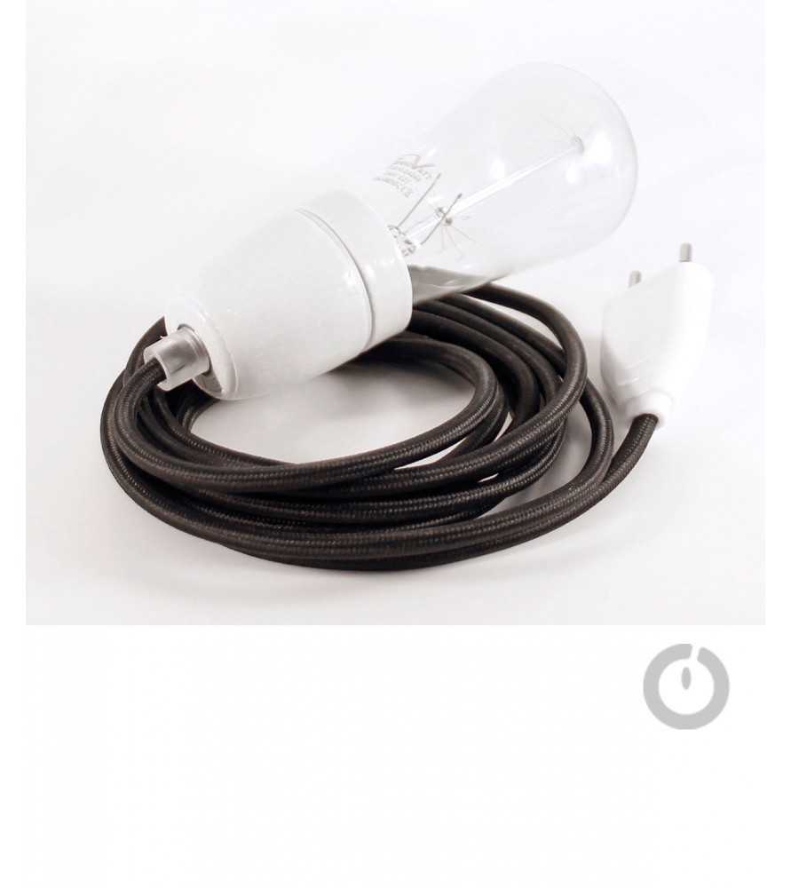 Baladeuse cable textile noir et douille porcelaine Baladeuse cable textile noir et douille porcelaine