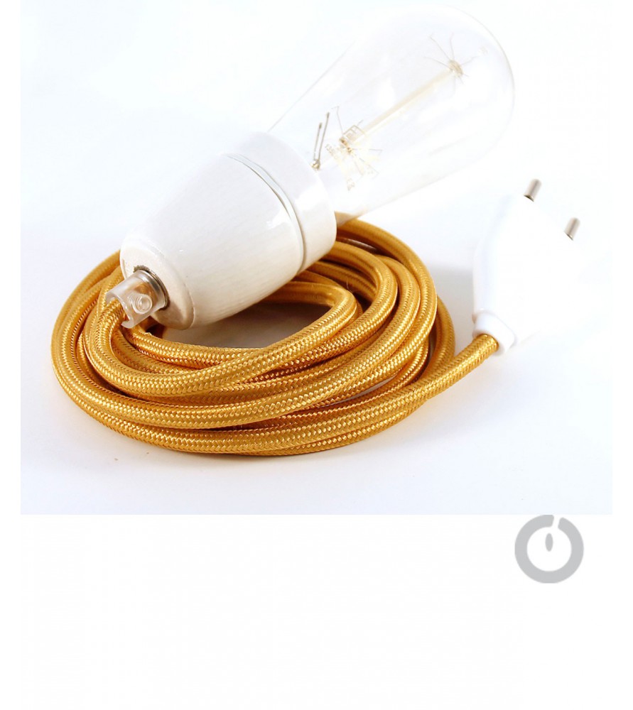 Baladeuse cable textile or et douille porcelaine Baladeuse cable textile or et douille porcelaine