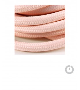 Baladeuse cable textile rose et douille porcelaine