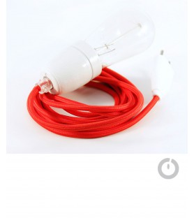 Baladeuse cable textile rouge et douille porcelaine